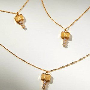 Anthropologie Monogram Key Necklace - Initial D